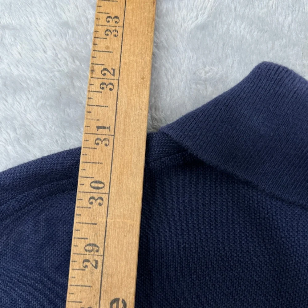 Polo Ralph Lauren‎ Classic Pique Polo Shirt Size L Navy Blue Preppy Suede Trim